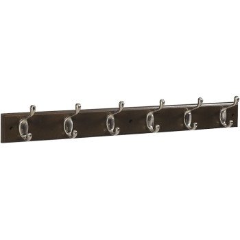 National Hardware DPV8170 Series S813-006 Hook Rail, Wall Mounting, 27 in L x 0.6 in W x 2.75 in H Dimensions, Brown