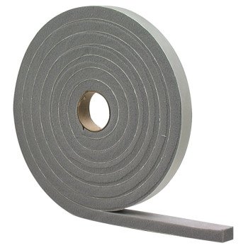 M-D 02253 Foam Tape, 3/8 in W, 17 ft L, 3/16 in Thick, PVC, Gray