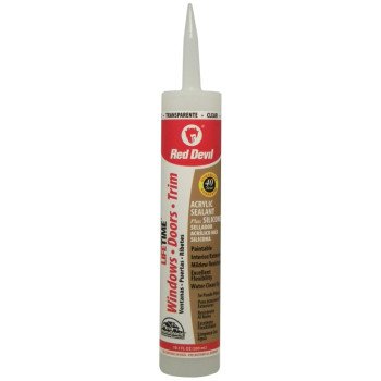 Red Devil Lifetime 0866PR Acrylic Sealant, Clear, -20 to 180 deg F, 10.1 fl-oz Cartridge