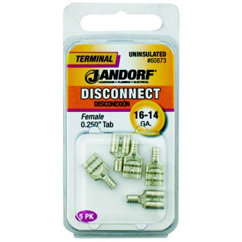 Jandorf 60873 Disconnect Terminal, 16 to 14 AWG Wire, Copper Contact, 5/PK