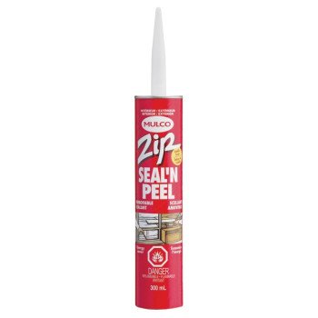 Mulco Zip Seal'N Peel 141000 Removable Sealant, Clear, -22 to 100 deg F, 300 mL Cartridge