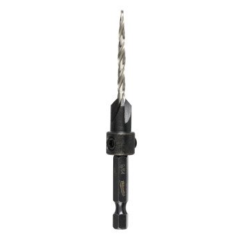 Milwaukee 48-13-5000 Countersink with Drill Bit, 9/64 in Dia Cutter, 1/4 in Dia Shank, 3-3/4 in OAL, Hex Shank, HSS