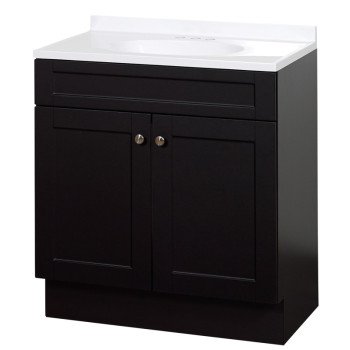 Zenna Home SBC30CH 2-Door Shaker Vanity with Top, Wood, Espresso, Cultured Marble Sink, White Sink, 1/EA