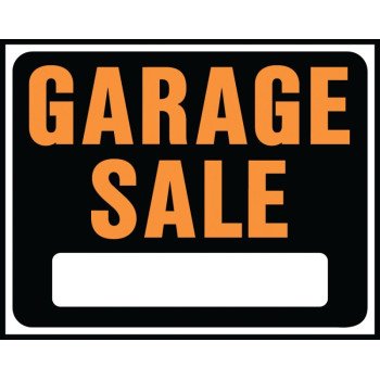 Hy-Ko Hy-Glo Series SP-110 Jumbo Identification Sign, Garage Sale, Fluorescent Orange Legend, Plastic