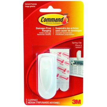 Command 17005-HWEF Spring Clip, 1-Hook, White