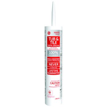 GE Silicone I SE1182 Tub and Tile Sealant, White, 10.1 oz