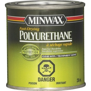 Minwax 310034444 Fast-Drying Polyurethane, Satin, Liquid, Clear, 946 mL