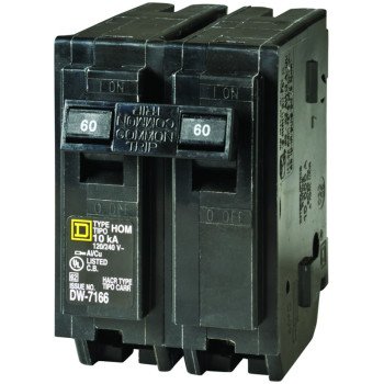 Square D Homeline HOM260C Circuit Breaker, Mini, 60 A, 2 -Pole, 120/240 V, Plug Mounting, Black