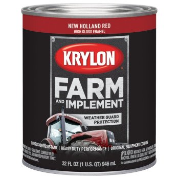 Krylon K02035000 Farm Equipment Paint, High-Gloss Sheen, New Holland Red, 1 qt, 50 to 200 sq-ft/gal Coverage Area