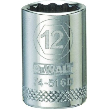 DEWALT DWMT74516OSP Hand Socket, 12 mm Socket, 3/8 in Drive, 12-Point, Vanadium Steel, Polished Chrome