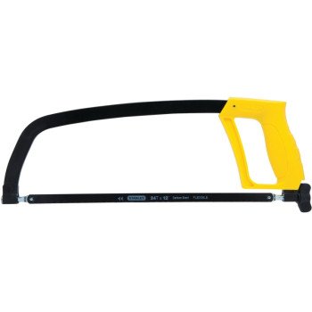 STANLEY STHT20138 Hacksaw, 12 in L Blade, 24 TPI, Carbon Steel Blade, 4-3/8 in D Throat, Metal Frame, Ergonomic Handle