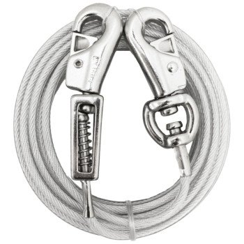 Boss Pet PDQ Q5715SPG99 Tie-Out with Spring, 15 ft L Belt/Cable, For: Extra Large Dogs Up to 125 lb