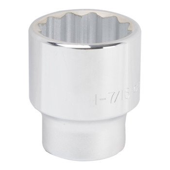 Vulcan MT-SS6046 Drive Socket, 1-7/16 in Socket, 3/4 in Drive, 12-Point, Chrome Vanadium Steel, Chrome