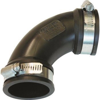 Fernco PQL-150 Flexible Qwik Elbow, 1-1/2 in, Mechanical Joint, PVC Body, 4.3 psi Pressure