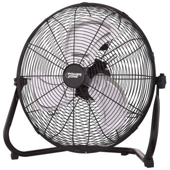 PowerZone LF-18 Floor Fan, 120 VAC, 18 in Dia Blade, 3-Blade, 3-Speed, 360 deg Rotating, Black