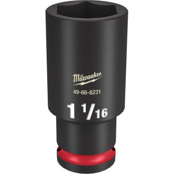 Milwaukee SHOCKWAVE Impact Duty Series 49-66-6231 Deep Impact Socket, 1-1/16 in Socket, 1/2 in Drive, Square Drive