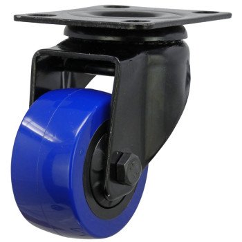 Shepherd Hardware 3657 Swivel Caster, 2 in Dia Wheel, TPU Wheel, Black/Blue, 135 lb, Polypropylene Housing Material