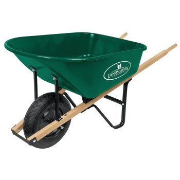 Landscapers Select 34564 Wheelbarrow, 6 cu-ft Volume, Steel Tray, 1-Wheel, Pneumatic Wheel, 16 in Wheel