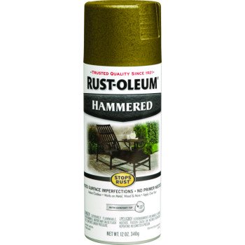 Rust-Oleum 7210830 Rust Preventative Spray Paint, Hammered, Gold, 12 oz, Can