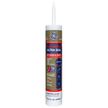 GE Siliconized Advanced Acrylic 2864196 Kitchen & Bath Sealant, Clear, 1 to 14 days Curing, 10 fl-oz Cartridge