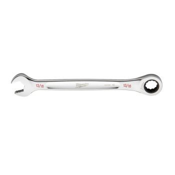 Milwaukee 45-96-9226 Ratcheting Combination Wrench, SAE, 13/16 in Head, 11.1 in L, 12-Point, Steel, Chrome