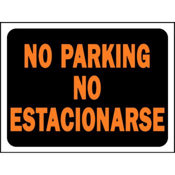 Hy-Ko Hy-Glo Series 3068 Identification Sign, Rectangular, NO PARKING, Fluorescent Orange Legend, Black Background