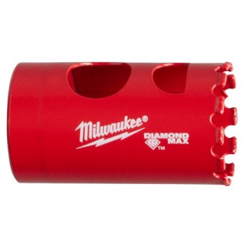 Milwaukee Diamond MAX 49-56-5615 Hole Saw, 1-1/8 in Dia, 1-1/2 in D Cutting, 4 TPI, Diamond Grit Cutting Edge