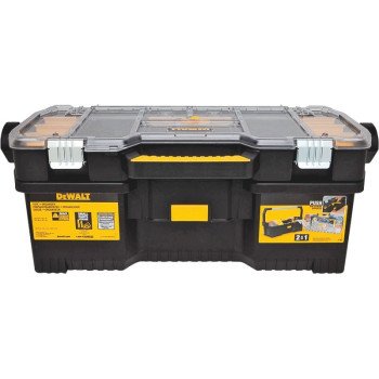 DEWALT DWST24075 Tool Tote with Removable Organizer, 77 lb, Plastic, Black/Yellow, 1-Drawer, 15-Compartment