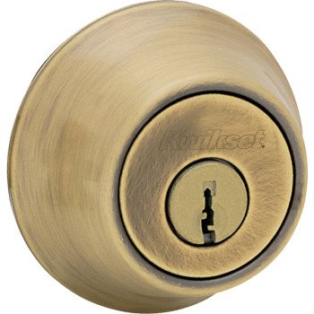 Kwikset 660 Series 665 5RCLRCSK3BX Deadbolt, 3 Grade, Keyed Alike Key, Steel, Antique Brass, 2-3/8, 2-3/4 in Backset