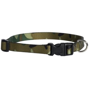 Casual Canine ZA6741 10 43 Dog Collar, D-Ring Link, 10 to 16 in L Collar, 5/8 in W Collar, Nylon, Green Camo