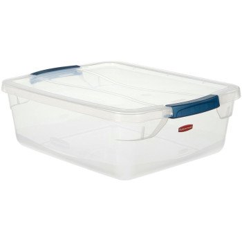 Rubbermaid Clever Store RMCC160000 Storage Container, 15 qt Capacity, Plastic, Clear, 18-3/4 in L, 13.375 in W