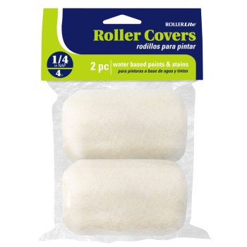 RollerLite White Velvet 4WV025D-PHD Roller Cover, 1/4 in Thick Nap, 4 in L, Dralon Fabric Cover, White