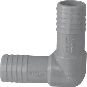 Boshart UPPE-05 Pipe Elbow, 1/2 in, Insert, 90 deg Angle, Polypropylene, Gray