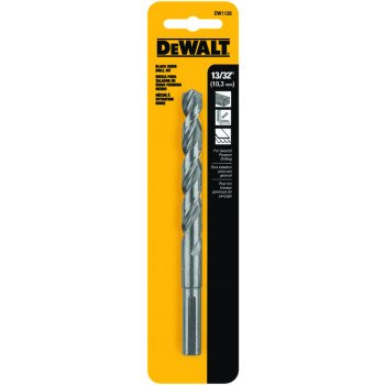 DEWALT DW1126 Jobber Drill Bit, 13/32 in Dia, 5-1/4 in OAL, Parabolic Flute, 13/32 in Dia Shank, Round Shank