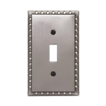 Amerelle 90TAN Wallplate, 4-15/16 in L, 3 in W, 1 -Gang, Cast Metal, Antique Nickel