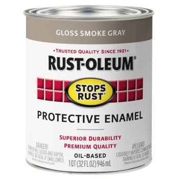 Rust-Oleum 353579 Rust Preventative Paint, Oil, Gloss, Smoke Gray, 1 qt, 80 to 175 sq-ft Coverage Area