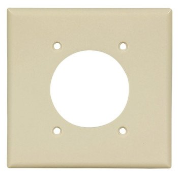 Eaton Wiring Devices 2168V-BOX Power Outlet Wallplate, 4-1/2 in L, 4-9/16 in W, 2 -Gang, Thermoset, Ivory