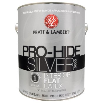 Pratt & Lambert Pro-Hide Silver 5000 Series 0000Z5381-16 Interior Paint, Flat Sheen, Pastel, 1 gal