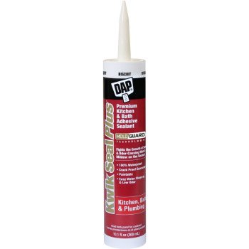 DAP KWIK SEAL PLUS 18519 Adhesive Sealant, Biscuit, 24 hr Curing, -20 to 150 deg F, 10.1 oz Tube