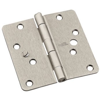 National Hardware 512RC Series N830-418 Door Hinge, 4 in H Frame Leaf, Steel, Satin Nickel, Flush, Removable Pin, 55 lb