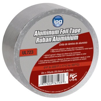 IPG 9202-B Foil Tape with Liner, 50 yd L, 2 in W, Aluminum Backing