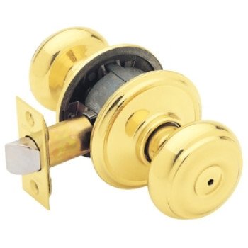 Schlage Georgian Series F40VGEO605 Privacy Lockset, Round Design, Knob Handle, Bright Brass, Metal, Interior Locking