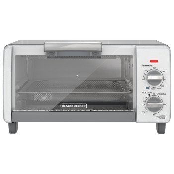 Black+Decker TO1785SG Toaster Oven, 1150 W, 4-Slice, Knob Control, Gray/Silver