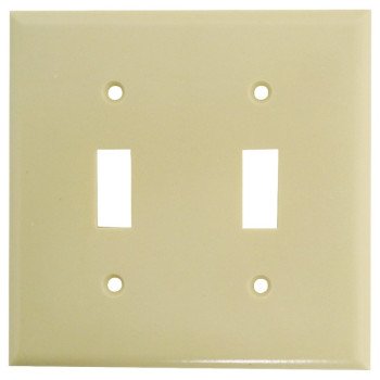 Eaton Wiring Devices 2139V-BOX Wallplate, 4-1/2 in L, 4-9/16 in W, 2 -Gang, Thermoset, Ivory, High-Gloss