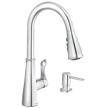 Moen Hadley Series 87245 Pull-Down Kitchen Faucet, 1.5 gpm, 1-Faucet Handle, 4-Faucet Hole, Metal, Chrome Plated