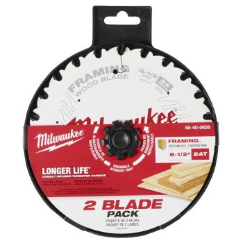 Milwaukee 48-40-0626 Circular Saw Blade, 6-1/2 in Dia, 5/8 in Arbor, 24-Teeth, Tungsten Carbide Cutting Edge