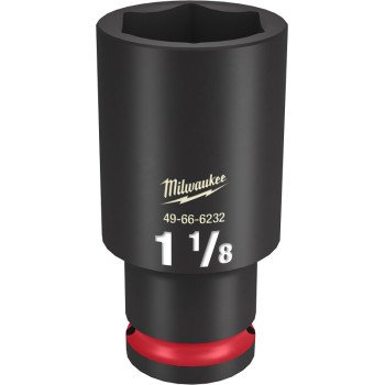 Milwaukee SHOCKWAVE Impact Duty Series 49-66-6232 Deep Impact Socket, 1-1/8 in Socket, 1/2 in Drive, Square Drive