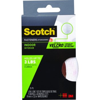 Scotch RF4740 Fastener, 3/4 in W, 5 ft L, White, 1 lb