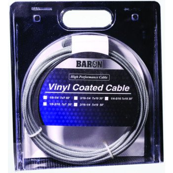 Baron 53205/50235 Aircraft Cable, 3/16 to 1/4 in Dia, 100 ft L, 740 lb Working Load, Galvanized Steel