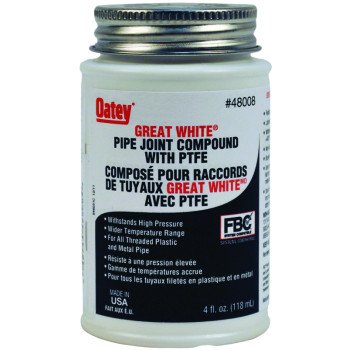 Oatey Great White 48008 Pipe Joint Compound, 4 oz Can, Liquid, White